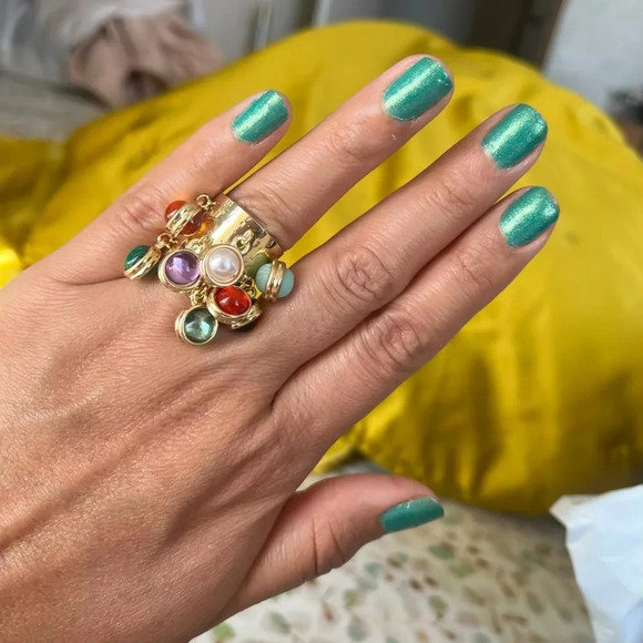 Firona Natural Stones Multicolor Fringe Ring - Picture 3 of 17